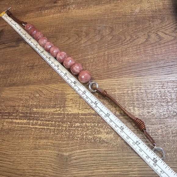 Brunello Cucinelli Natural Gemstone Faceted Beads & Leather Necklace, Mauve, 17” - Picture 8 of 9